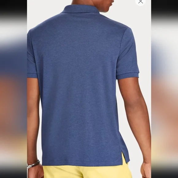 Polo Ralph Lauren Custom Slim-fit cotton piqué Heather Blue Men polo shirt Sz M